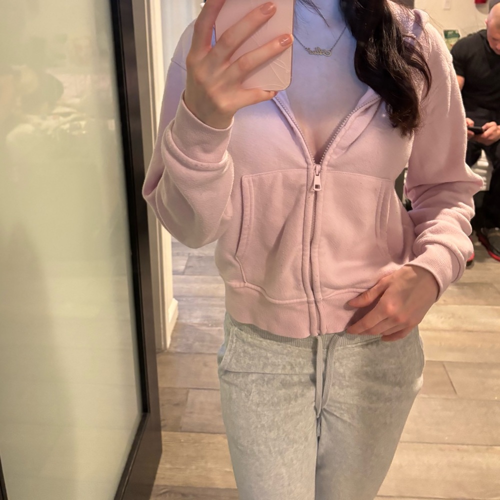 Light Pink Y2K Zip-Up Hoodie 🎀
